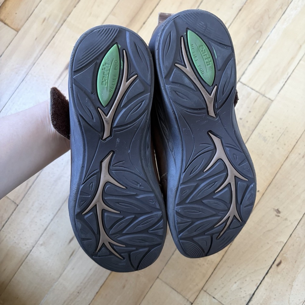 Earth Shoes Womens Sz 6.5 B Angelica Mary Jane Flats Brown Leather Hook And Loop - Picture 3 of 9